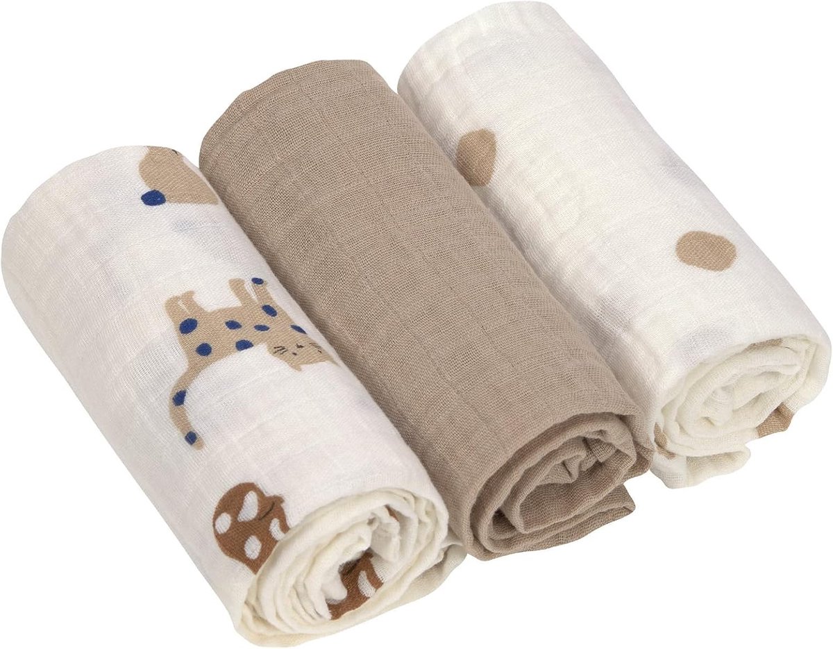 Set van 3 Baby Monddoekjes en Verschoonmatjes van Biologisch Katoen
