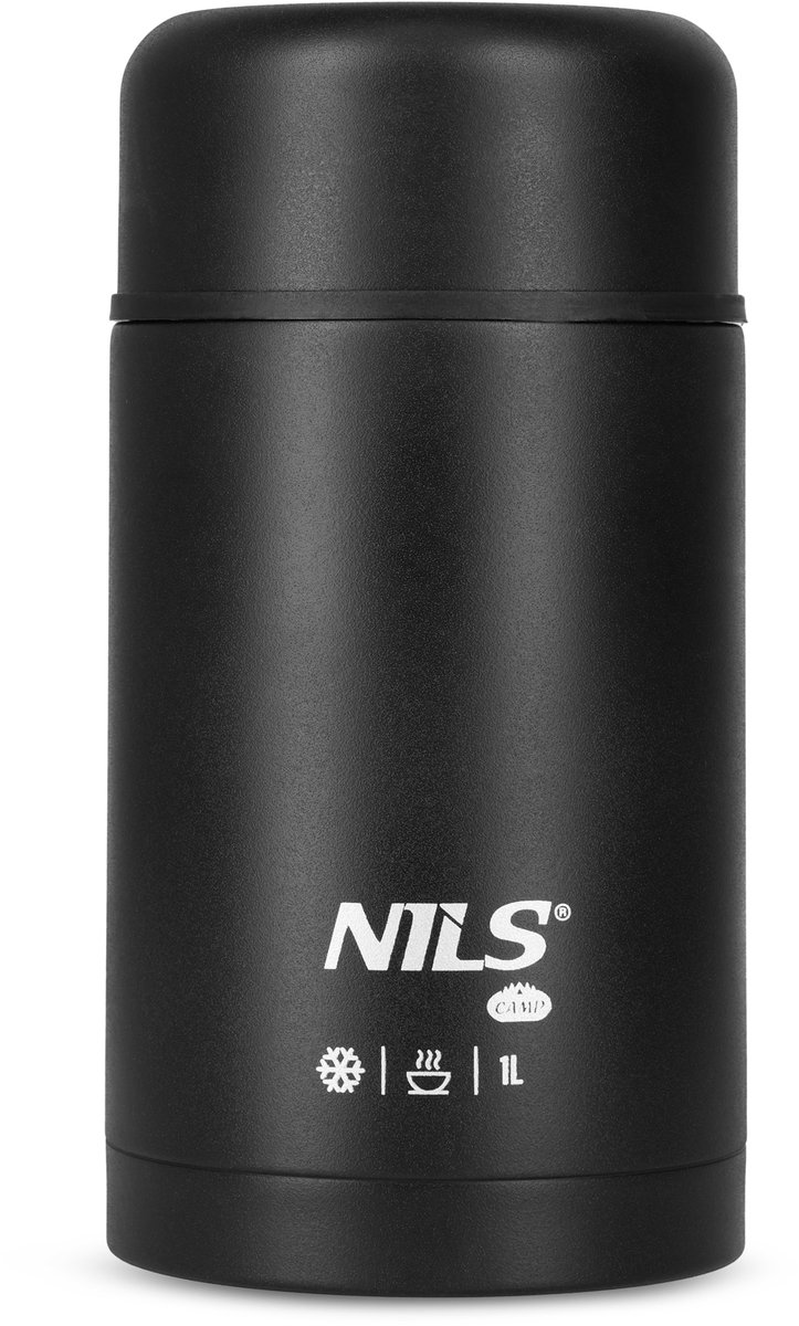 Nils Thermos Lunchbox RVS Dubbelwandig 1000ml Zwart