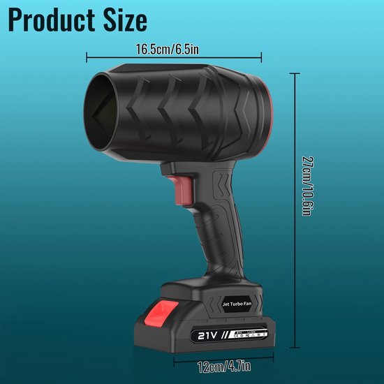 ACEP 36000 RPM Draadloze bladblazer - 21V batterij - 380W - Zwart - Bladblazers met accu - Bladblazers - Bladblazer makita van ACEP — afbeelding 4