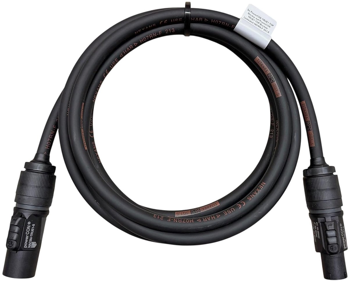 PowerCON TRUE 1 Verlengkabel 3 meter - 3x1,5mm² - Rubbermantel - Linkkabel