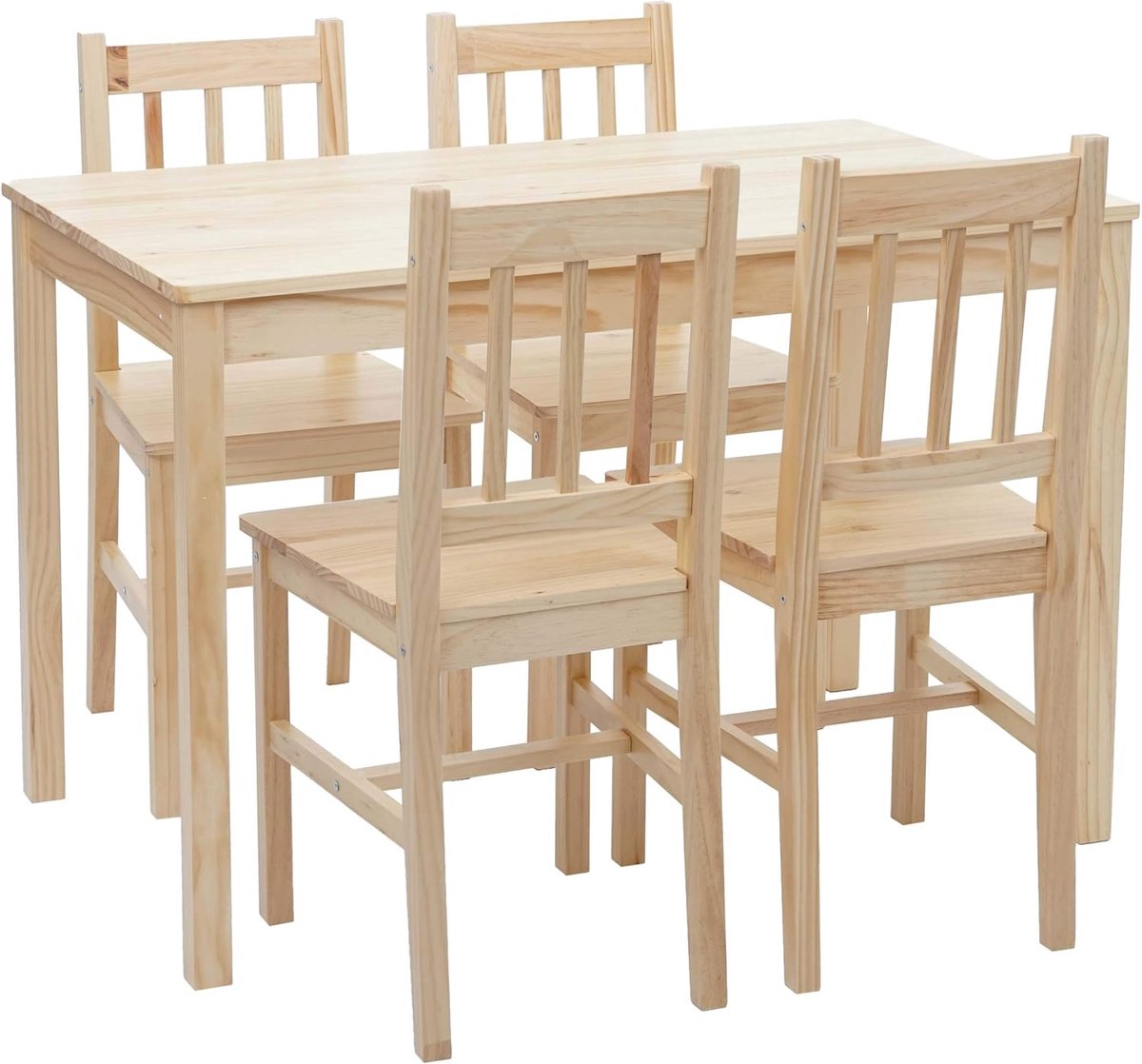 Eetkamerset Landhuisstijl Massief Hout 110 cm Tafel met 4 Stoelen