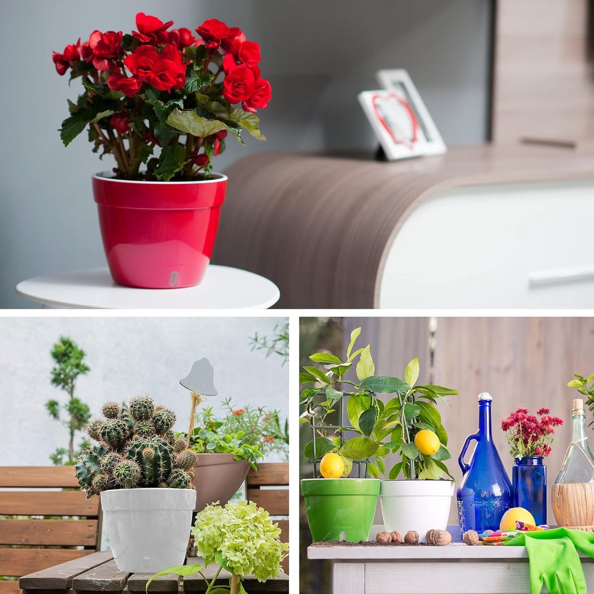 Set van 3 Zelfwaterende Bloempotten 30 cm met Waterindicator - Ronde Plantenpot voor Binnen en Buiten — cadeau in Wonen & Interieur - foto 2