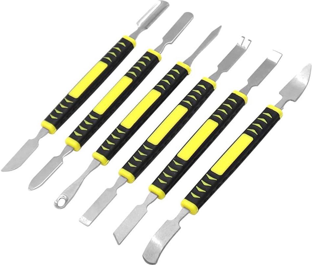 6-delige Metalen Breekstang Set voor Mobiele Telefoons, Tablets en Laptops - Dubbele Punt, Antislip Handgreep, Multifunctioneel Demontagegereedschap