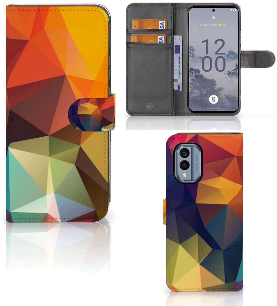 Nokia X30 Book Case Polygon Color