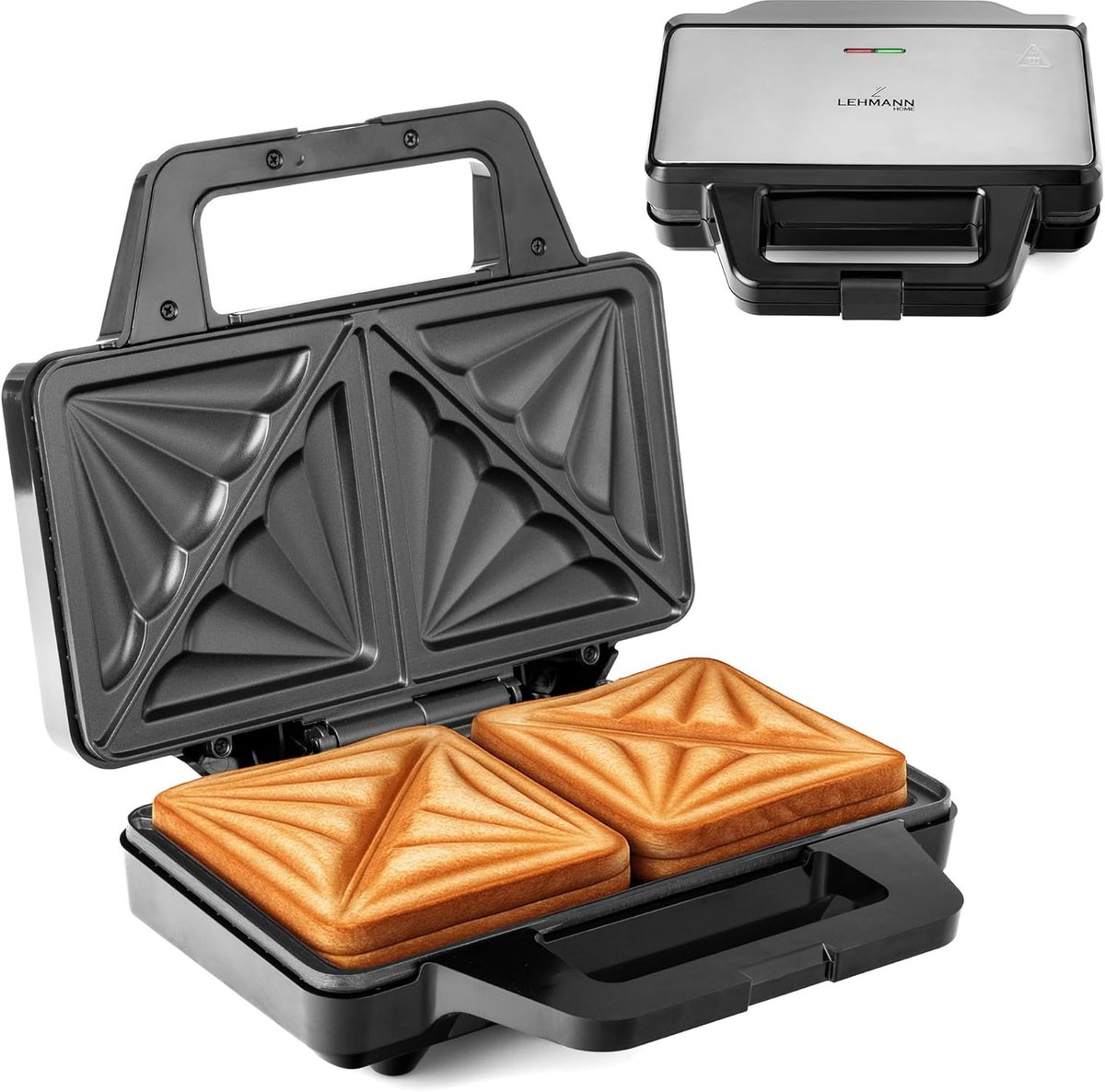 Grote Sandwichmaker met Anti-aanbaklaag - Voor 2 Amerikaanse Toasts - 1000W