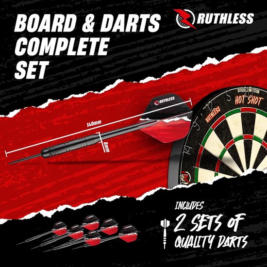 Endurance Sisal dartbord - met ronde draad en stalen tip dartpijlen (DB073) Dartbord van Abbey Darts — afbeelding 3