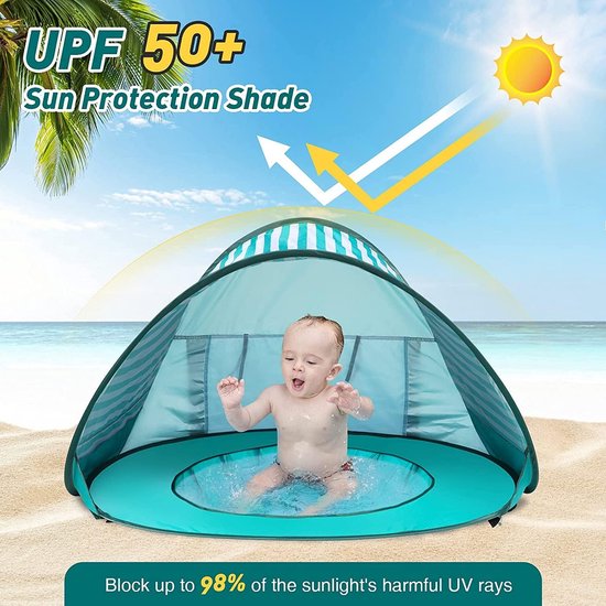 Strandtent uv Bescherming - Strandtent Baby Pop Up - Strandtentje Extra Licht - Strandschelp - Strand Tent - zonnescherm — afbeelding 2