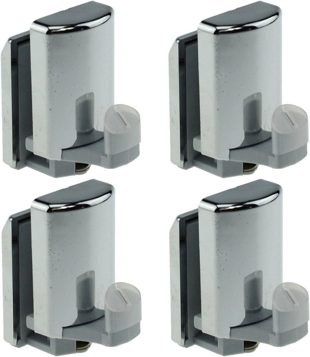 Douchedeurhaken Set van 4 - Verchroomd en Voor 8 mm Glas