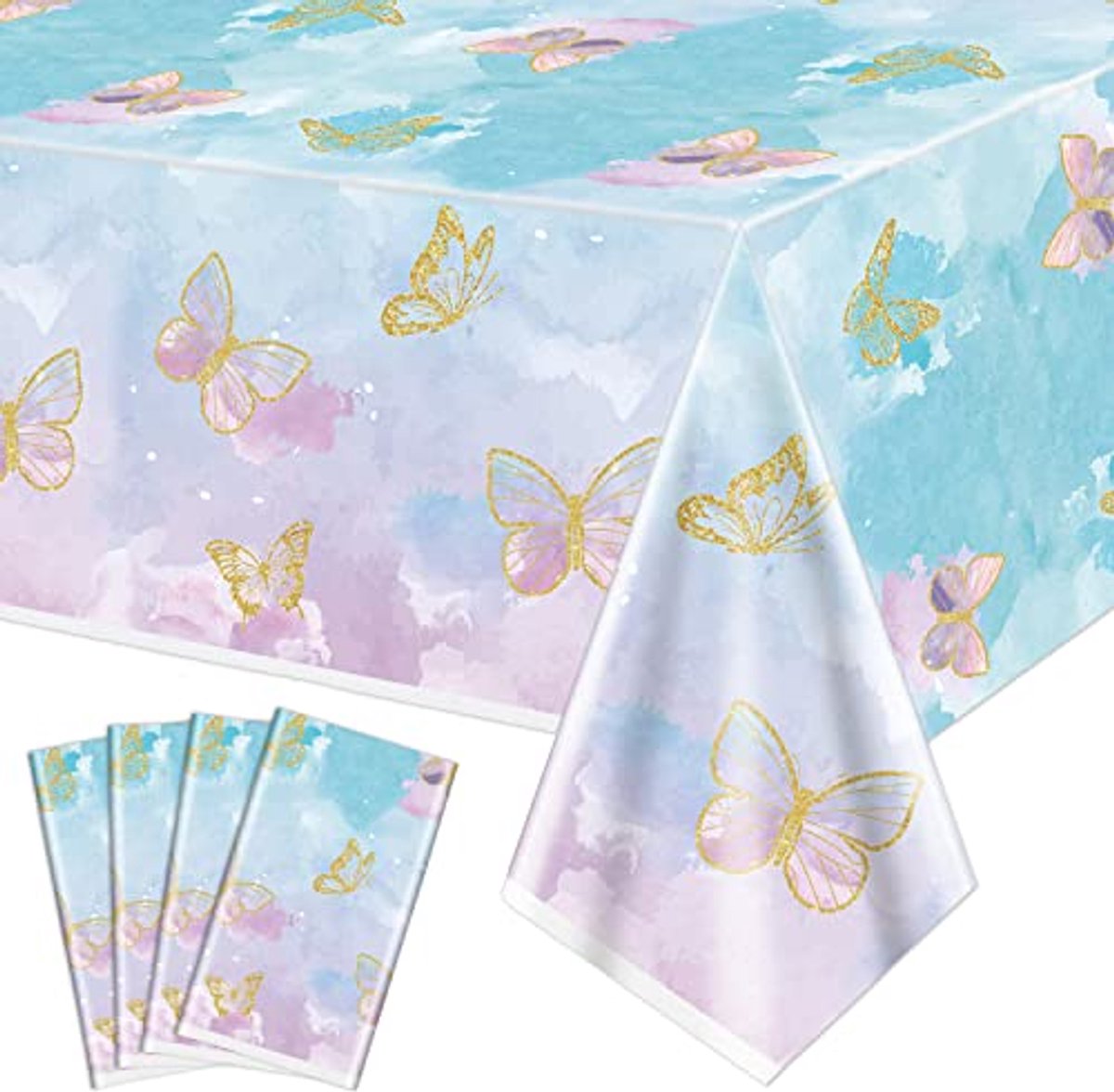 Ultiluxe® Tafellaken Wegwerp - Vlinders - Dun Tafelkleed - Feestdecoratie - 130 x 220 cm - Tafeldecoratie - Waterafstotend - Kunststof - Voor feestjes en verjaardagen - Paars/groen/blauw