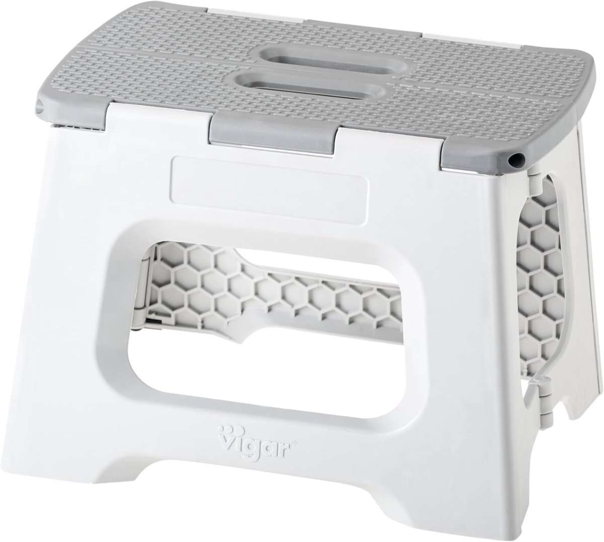 Inklapbare opstapkruk met handgrepen - 23 cm, grijs, antislip, 150 kg belastbaarheid