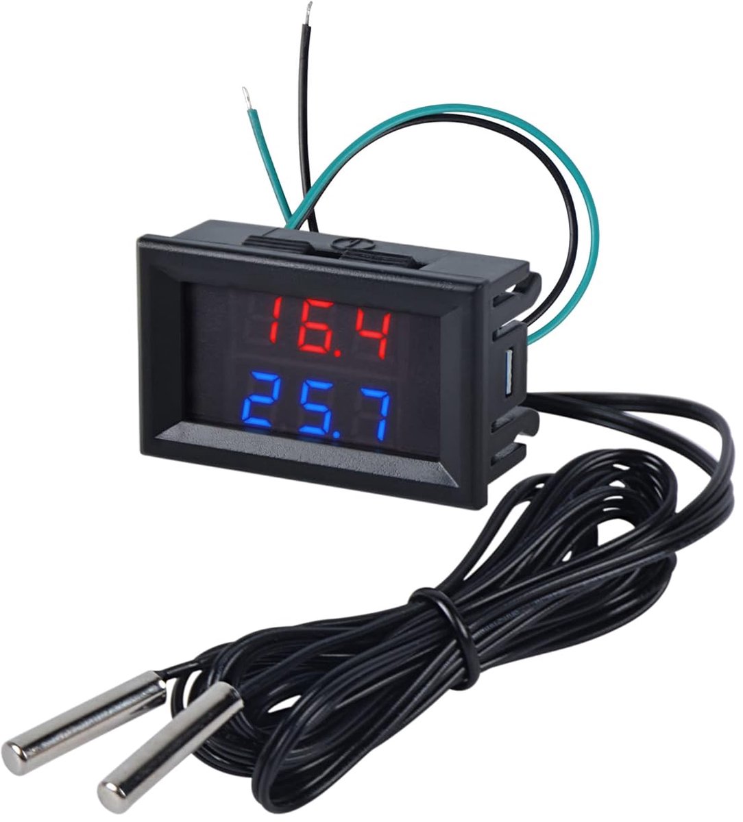 Digitale Thermometer met Dual Display en Waterdichte Metalen Probes - Temperatuur Meter van -55 tot +120℃