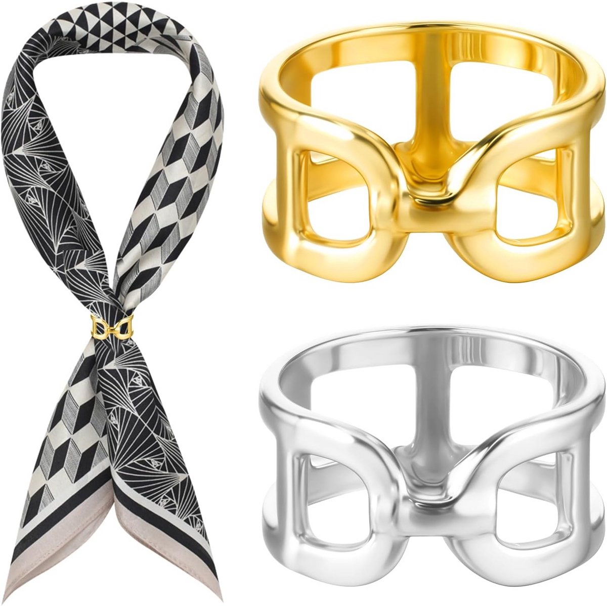 Sjaalringen voor Vrouwen - 2 Stuks Goud/Zilver Metalen Sjaal Clips