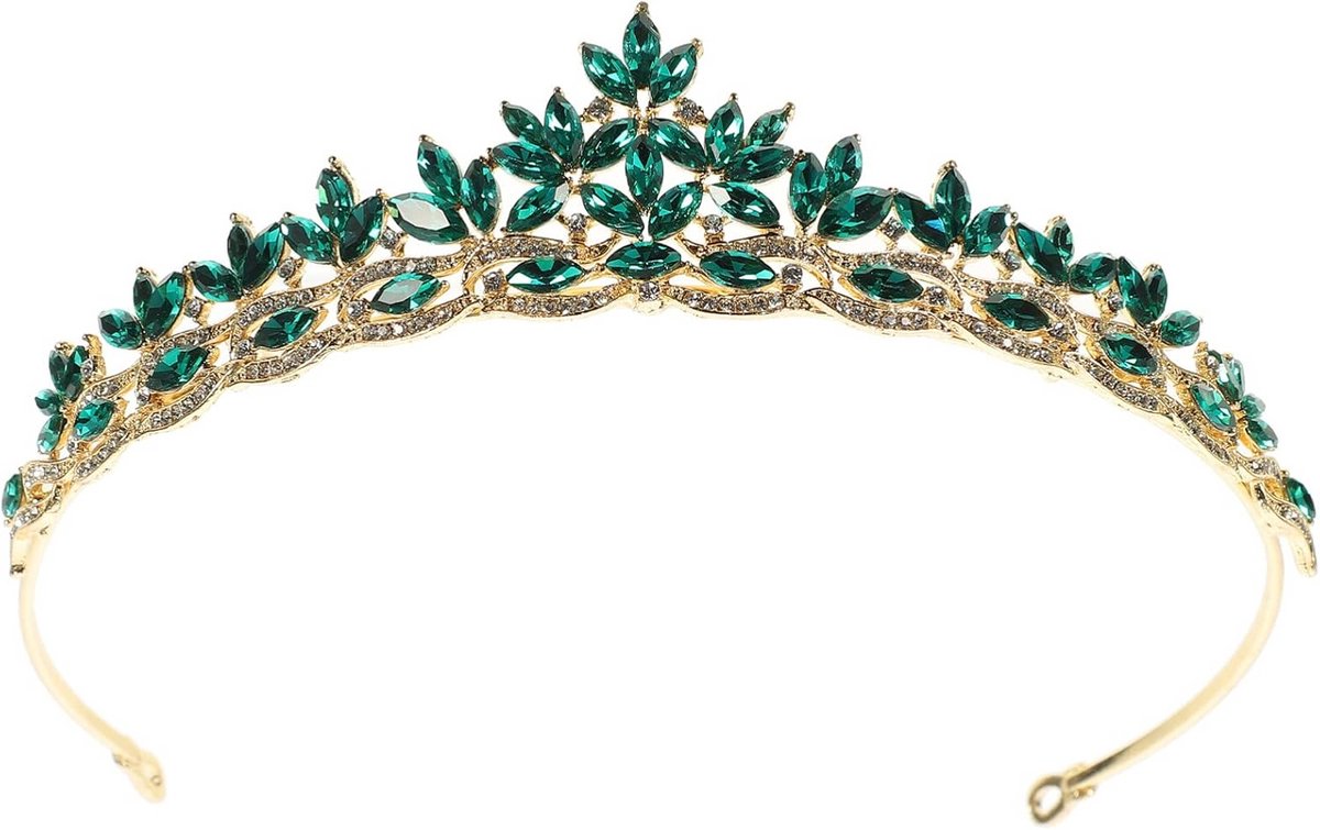 Elegante Diadeem met Strass en Kristallen voor Dames - Vintage Haaraccessoire in Groen