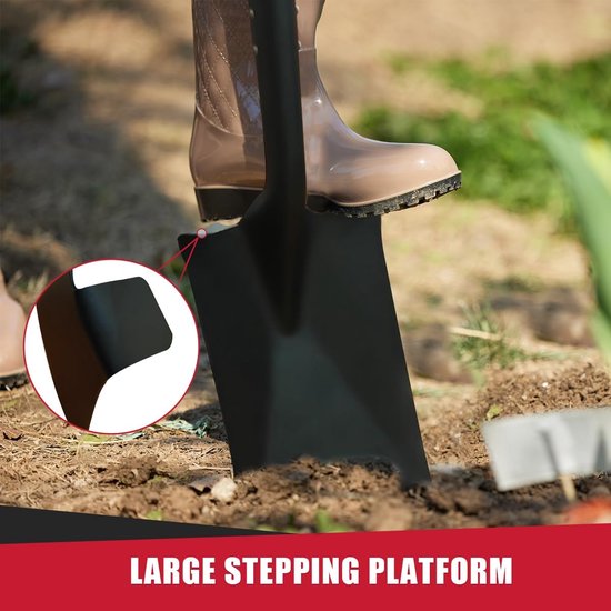 Zware belasting tuinschop met houten D-handvat - 100 cm vierkante platte schop voor landschapsarchitectuur — afbeelding 5