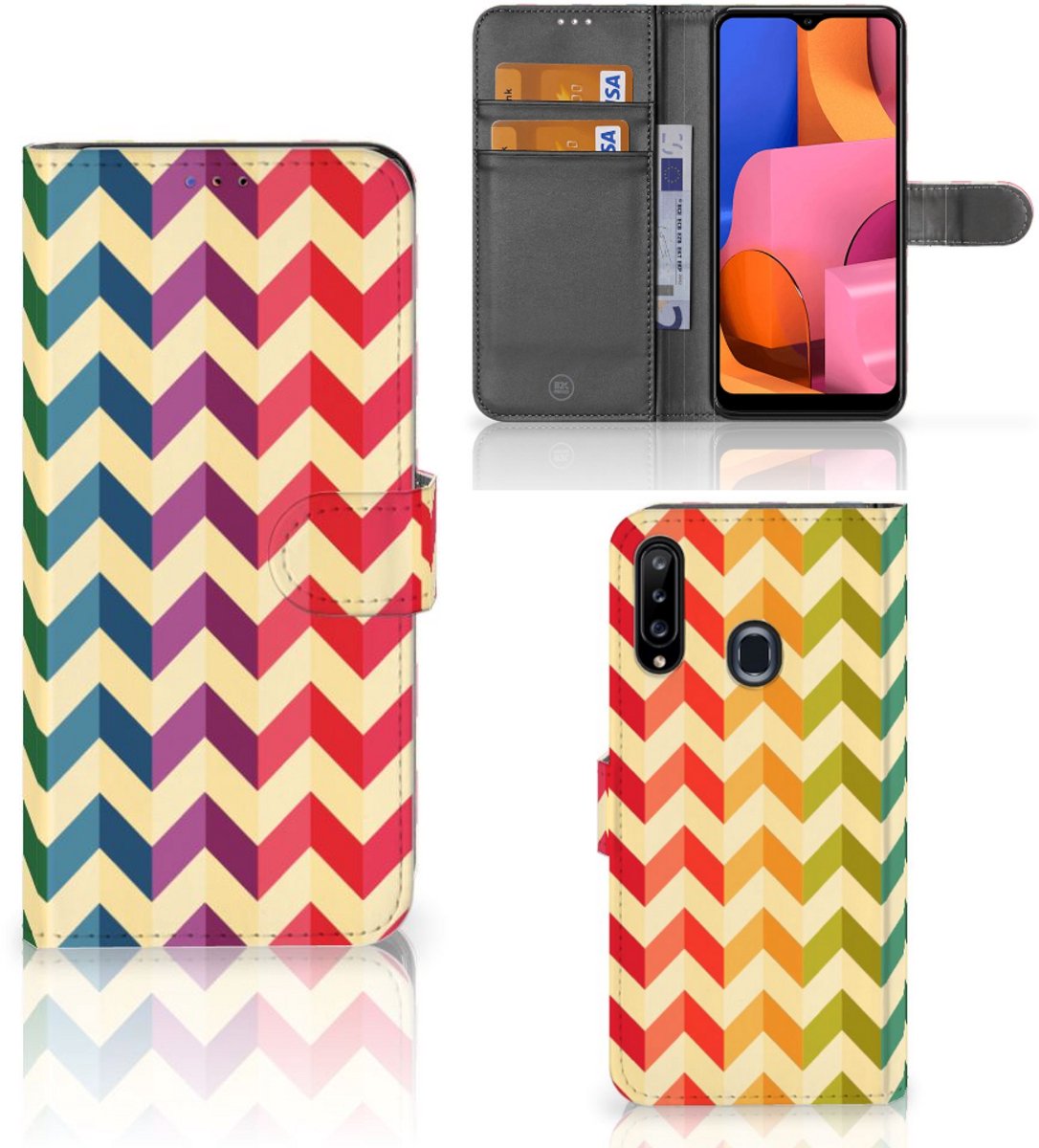 Samsung Galaxy A20s Telefoon Hoesje Zigzag Multi Color