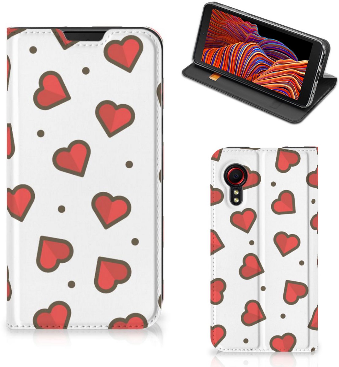 Samsung Galaxy Xcover 5 Hoesje met Magneet Hearts