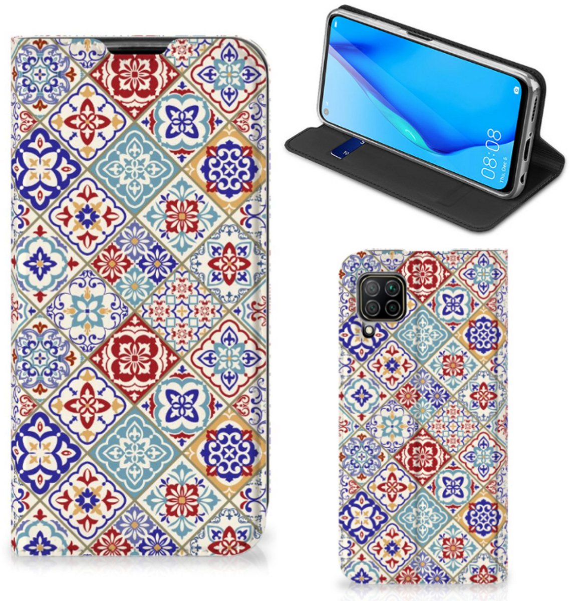 Standcase Hoesje voor Huawei P40 Lite Standcase Tiles Color