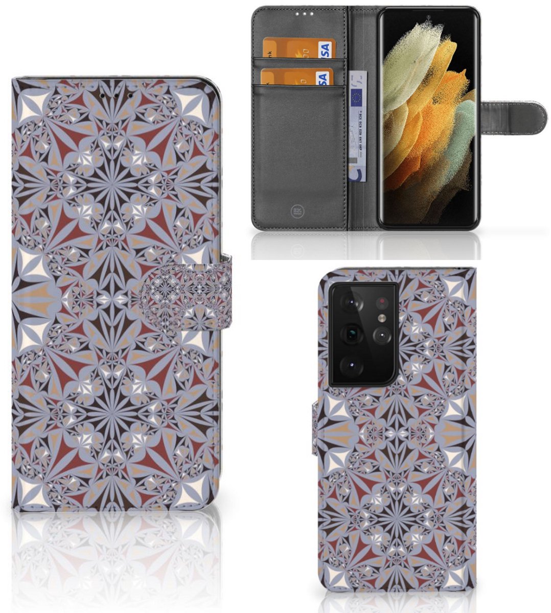 Samsung Galaxy S21 Ultra Bookcase Flower Tiles