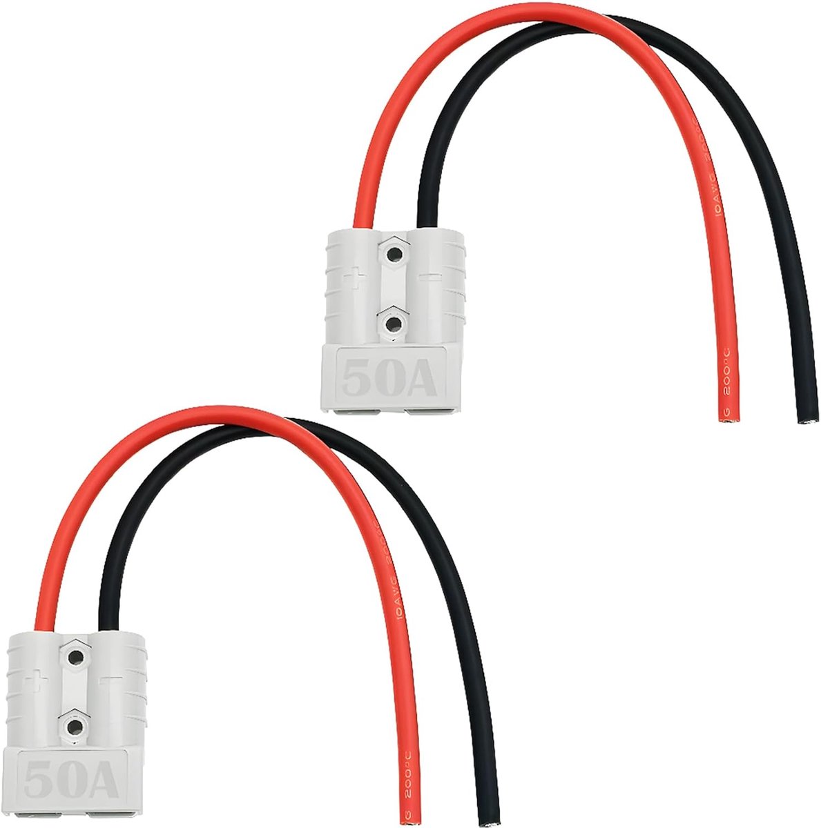 50A Batterijaansluiting met 10 AWG Siliconen Draad – Snelaansluiting en Scheidingsstekker