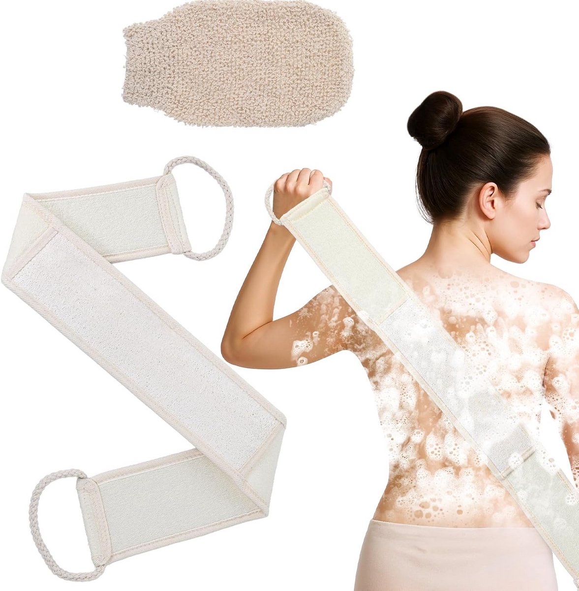 Exfoliërende Loofah Spons en Scrubhandschoen Set voor Diepe Huidverzorging