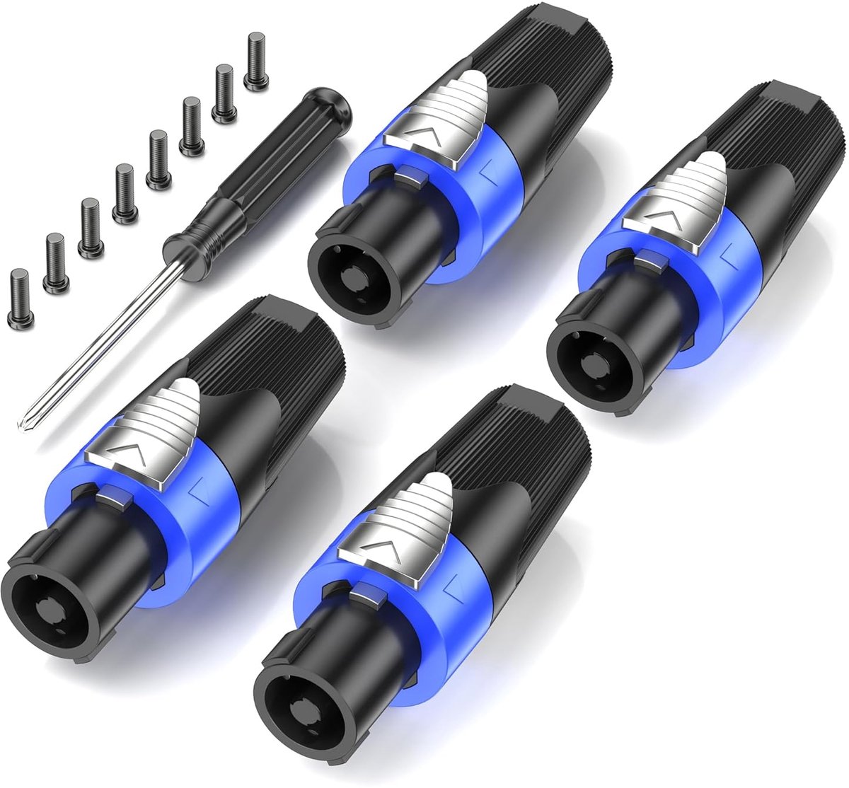 4-PACK Speakon Plug Audio Speaker Adapter - Twist Lock met Schroevendraaier