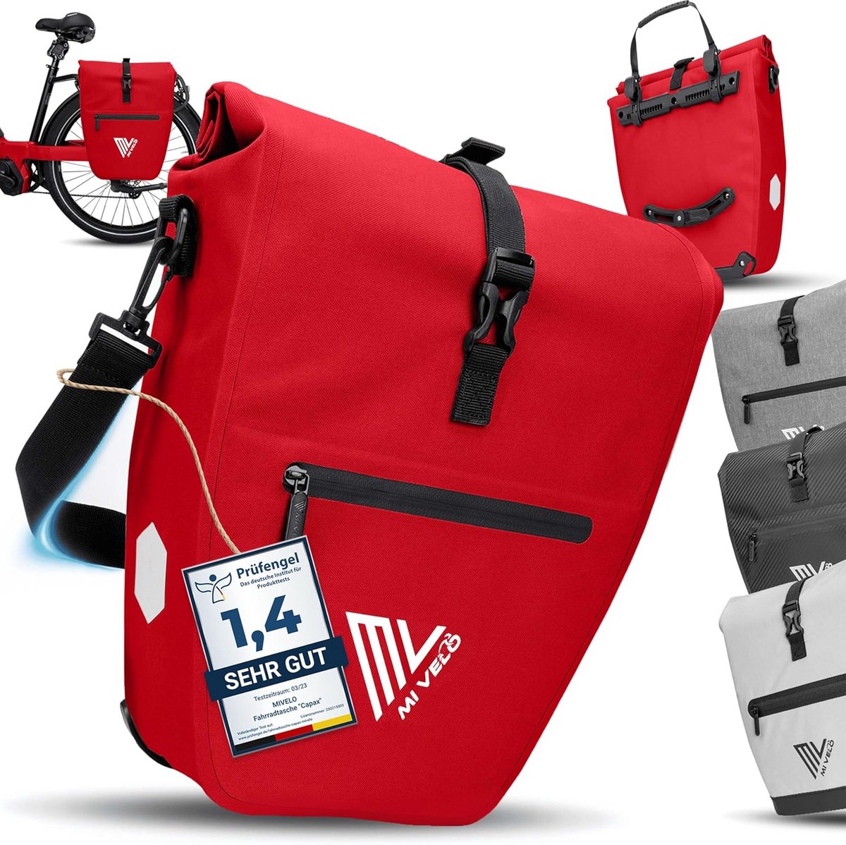 Waterdichte fietstas met laptopvak en schouderriem - 25L