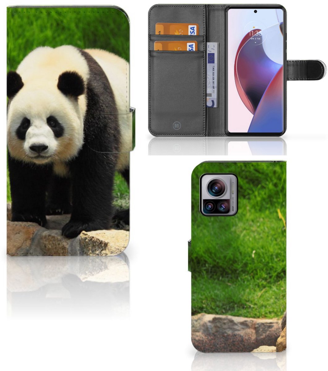 Motorola Edge 30 Ultra Telefoonhoesje met Pasjes Panda
