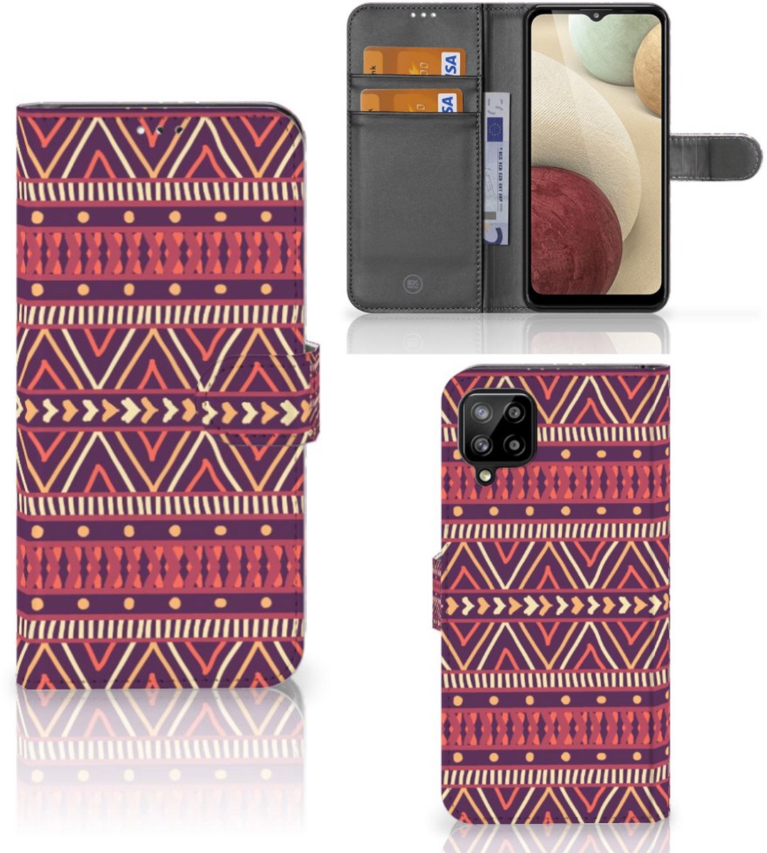 Samsung Galaxy A12 Telefoon Hoesje Aztec Paars