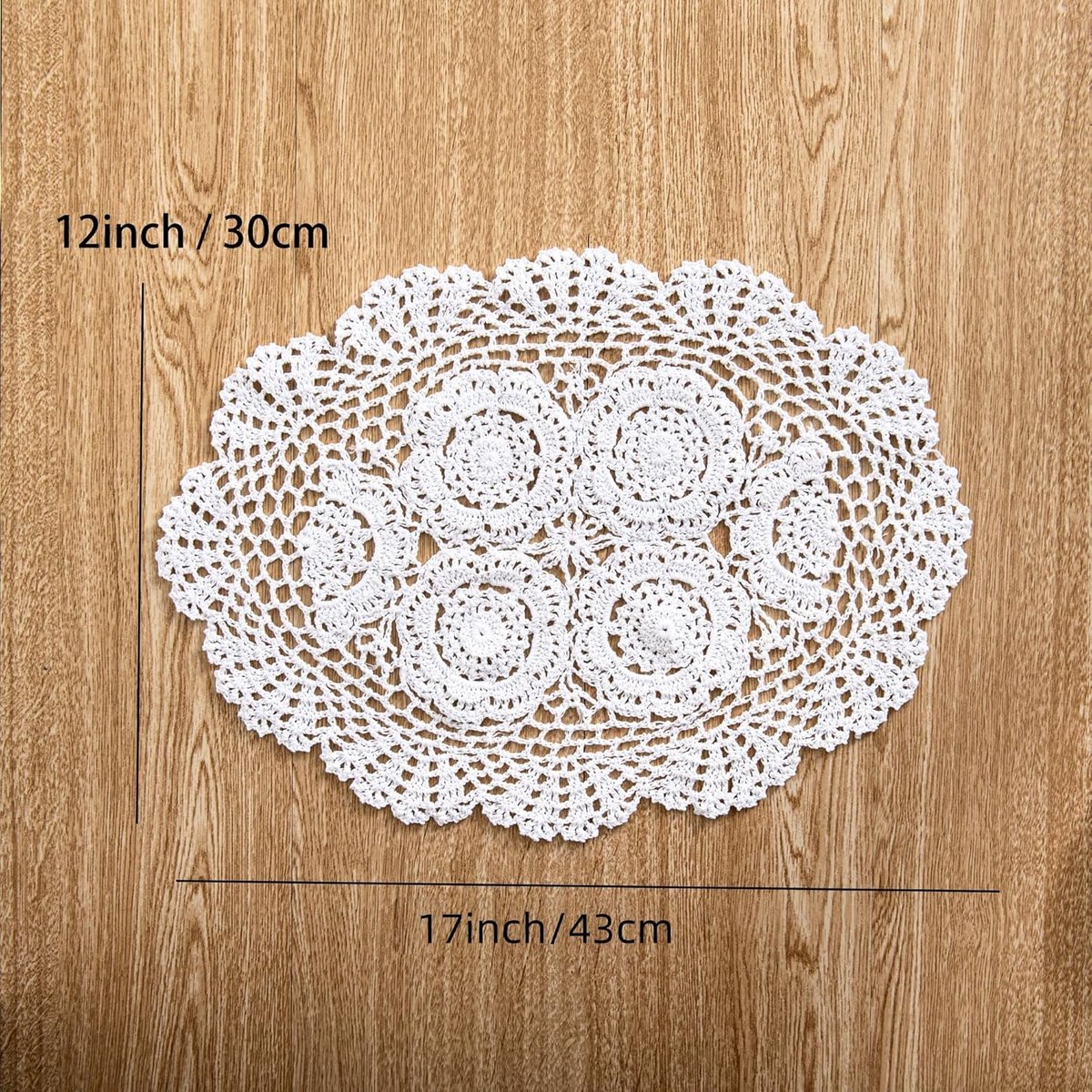 Handgemaakte katoenen haak doilies placemats - ovaal 30 x 45 cm (2 stuks)