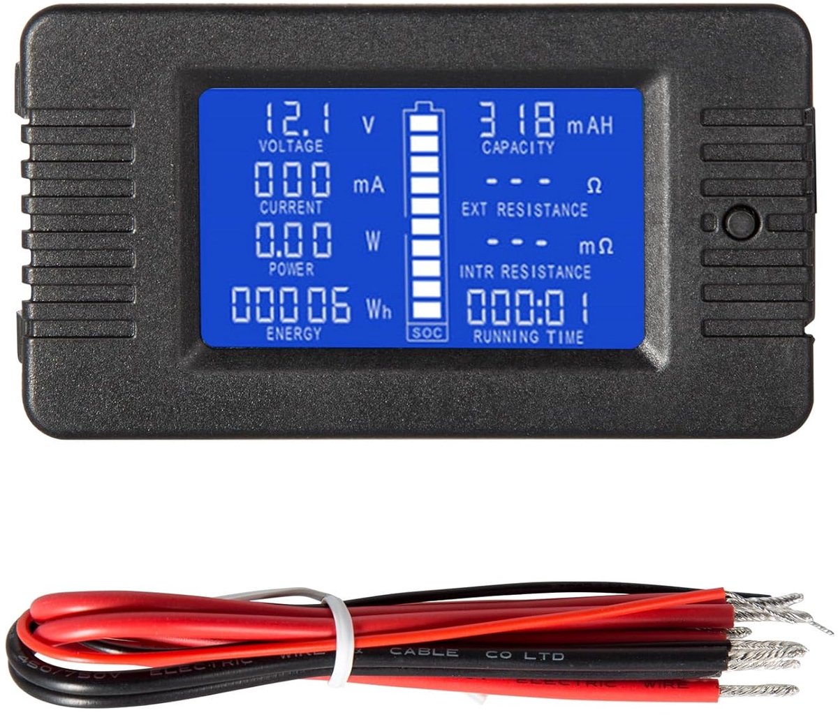 Energie Monitor en Batterij Tester - Digitale DC Volt/Ampère Meter met Meetbereik 0-200V en 0-10A
