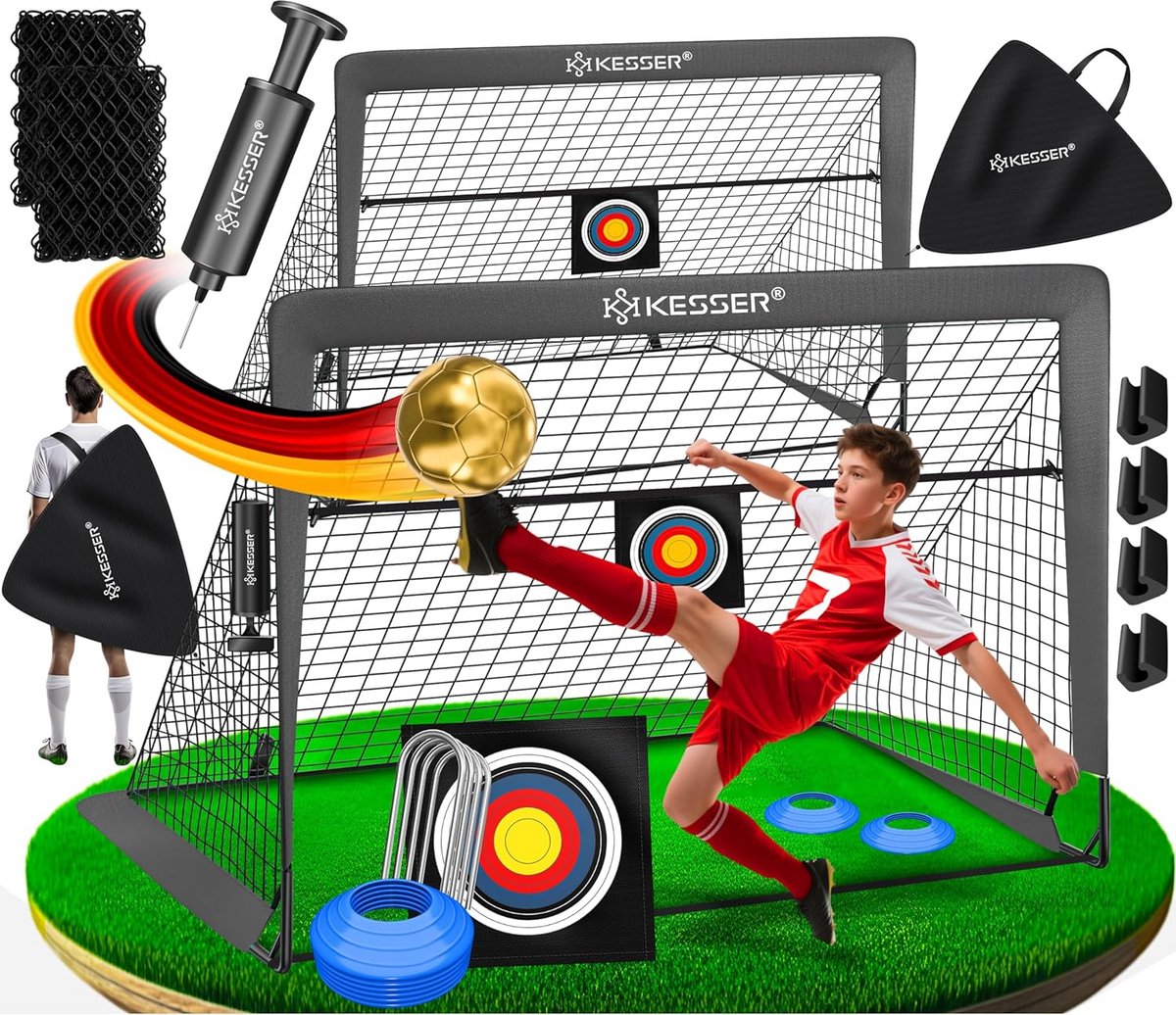 Voetbaldoelen voor Kinderen - Pop-up Voetbal Set met Opvouwbare Doeltjes, Hoogwaardige Netten en Draagtas
