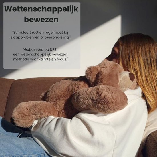 52 cm zacht verzwaarde beer knuffeldier, stevige en pluizige bruine