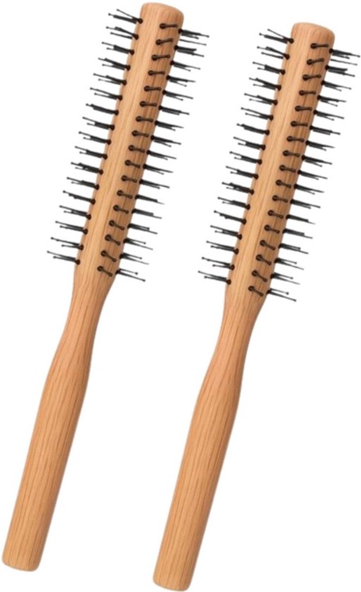 COCHO® Ronde haarborstels - 2 Stuks - Houten borstels met - Antistatisch en hittebestendig