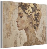 Akoestisch wandpaneel 100x70 cm - Vilt schilderij Vrouw - Goud - Abstract - Textuur - Akoestische panelen - Geluidsdempende wanddecoratie - Geluidsisolatie woonkamer - Muurdecoratie geluidspanelen