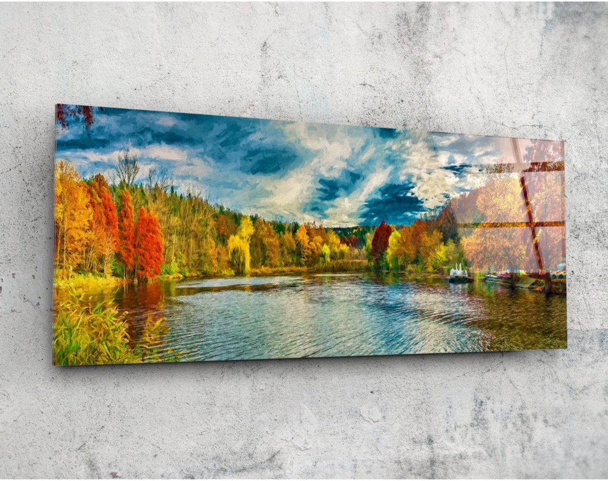 Insigne Art Panorama Glasschilderij - Landschappen - Wanddecoratie - 92 x 36 cm Kleurrijk