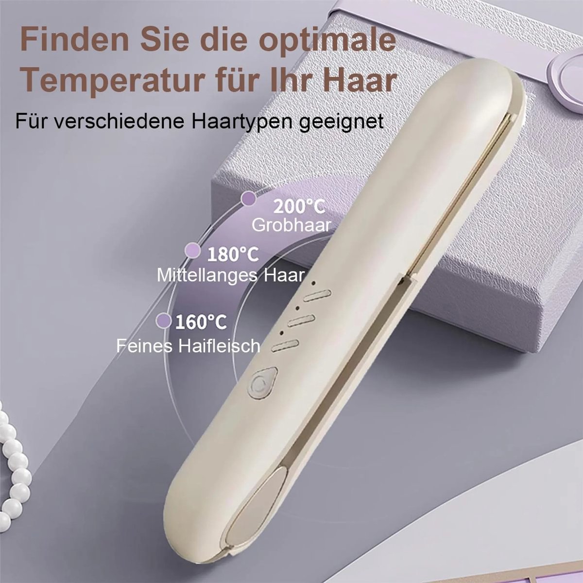 Draadloze Mini Stijltang met Krulfunctie en 3 Temperatuurstanden - afbeelding 3