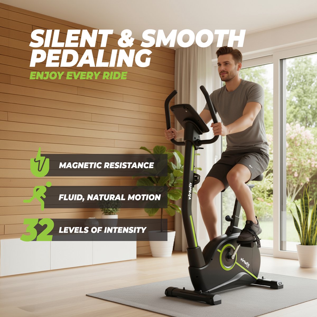 VirtuFit HTR300i Hometrainer - 48 Weerstandsniveaus - 43 Programma's - 7 kg Vliegwiel - 150 kg - Bluetooth - Kinomap, Zwift & iConsole+ thumbnail 5