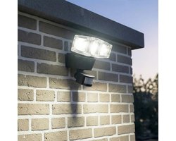 Solar buitenlamp - Floodlight/beveiligingslamp 'James III' - Schijnwerper met bewegingsmelder en los paneel - Tuinverlichting op zonne-energie
