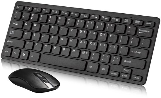 Toetsenborden - Universeel Draadloos Bluetooth - draadloze Toetsenbord - draadloze muis - en muiscombinatie - Werkt op batterijen (batterijen niet inbegrepen) - Draadloos USB-toetsenbord - Toetsenbord - Waterdichte achterkant - Zwart
