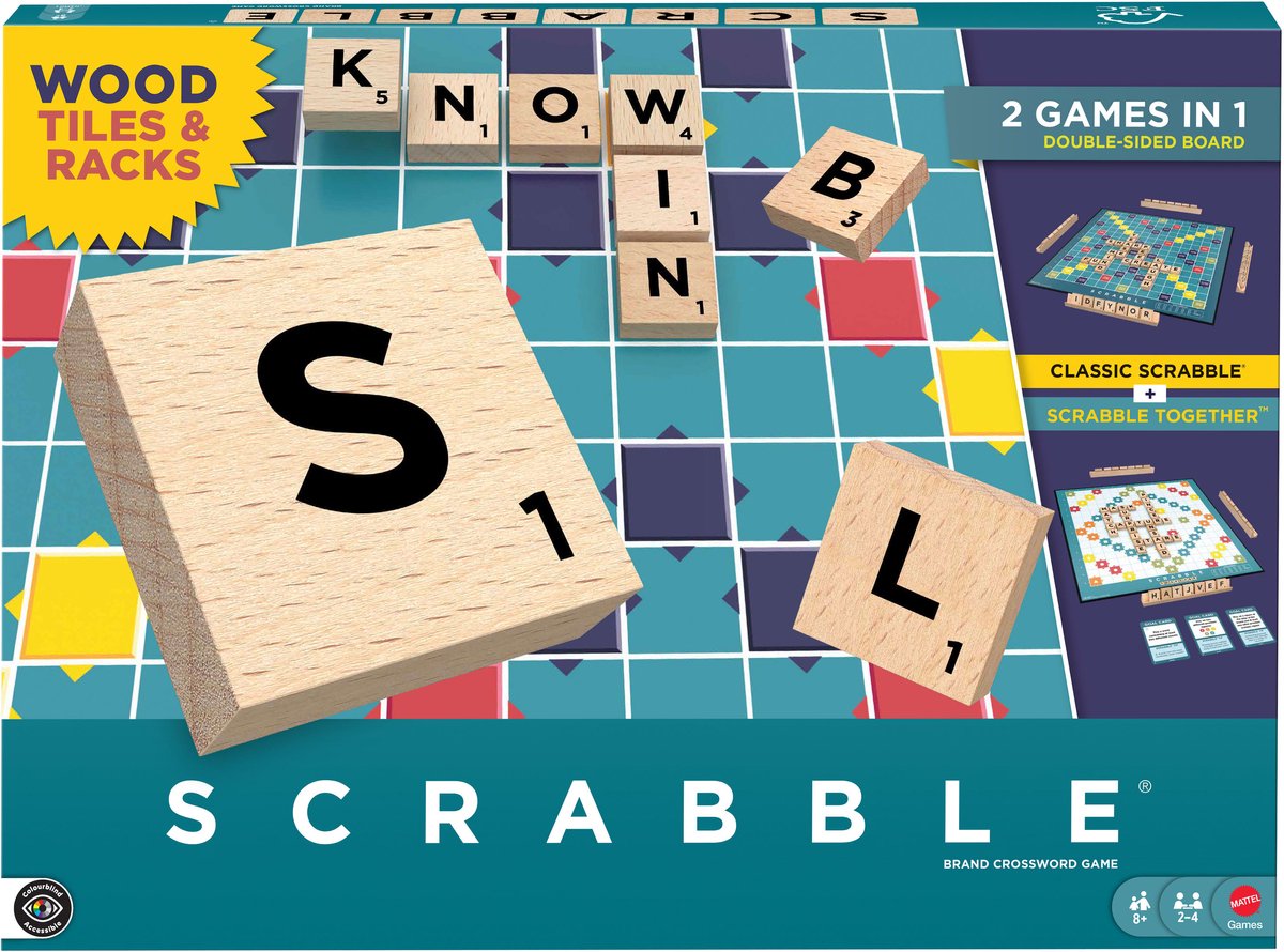 Mattel Scrabble bordspel klassiek familie spel educatief 2-4 spelers.
