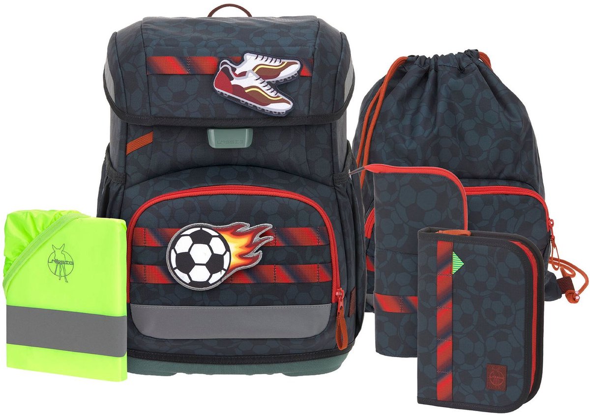 Lässig schooltas regenhoes Light Unique School Set 7-delig Football deep blue donkerblauw