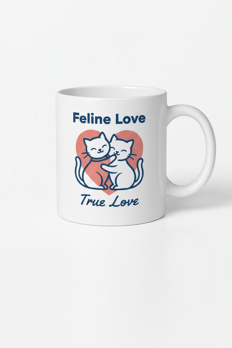 Feline Love True Love Katten Mok - Romantisch Cadeau voor Dierenliefhebbers