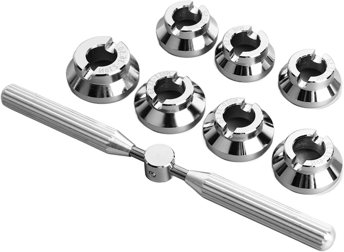 Horlogekastopener set met 7 mallen en opbergdoos - Professionele tool voor horloge reparatie