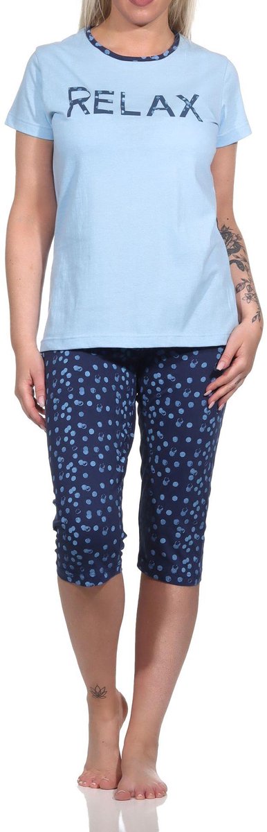 Normann Dames Capri pyjama, vrijetijds pyjama "RELAX" - 122 204 10 757 blau