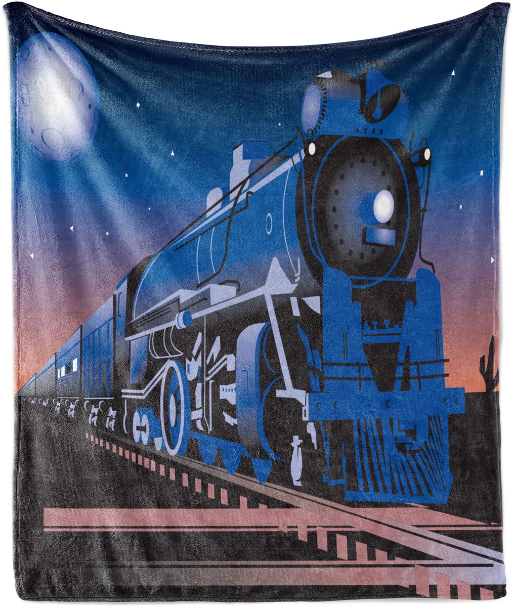 ABAKUHAUS Trein Zachte Flanellen Fleece Deken, From the Horizon Twilight, Gezellige Pluche Plaid, 125 x 175 cm, Blauw Meerkleurig