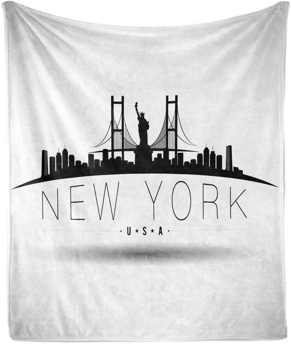 ABAKUHAUS NYC Zachte Flanellen Fleece Deken, New York USA Sightseeing Tekst, Gezellige Pluche Plaid, 125 x 175 cm, Lichtgrijs Coca-Cola Grijs
