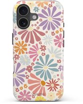 Étui de Téléphone Robuste VivaLora iPhone 17 Met Magsafe - Motif Floral - Bloom Bliss Print - Coque Téléphone 2-en-1 - Coque Rigide & Coque Arrière Silicone - Protection Extra - Coque Antichoc - Couleurs Pastel - Blauw, Roze, Oranje, Geel