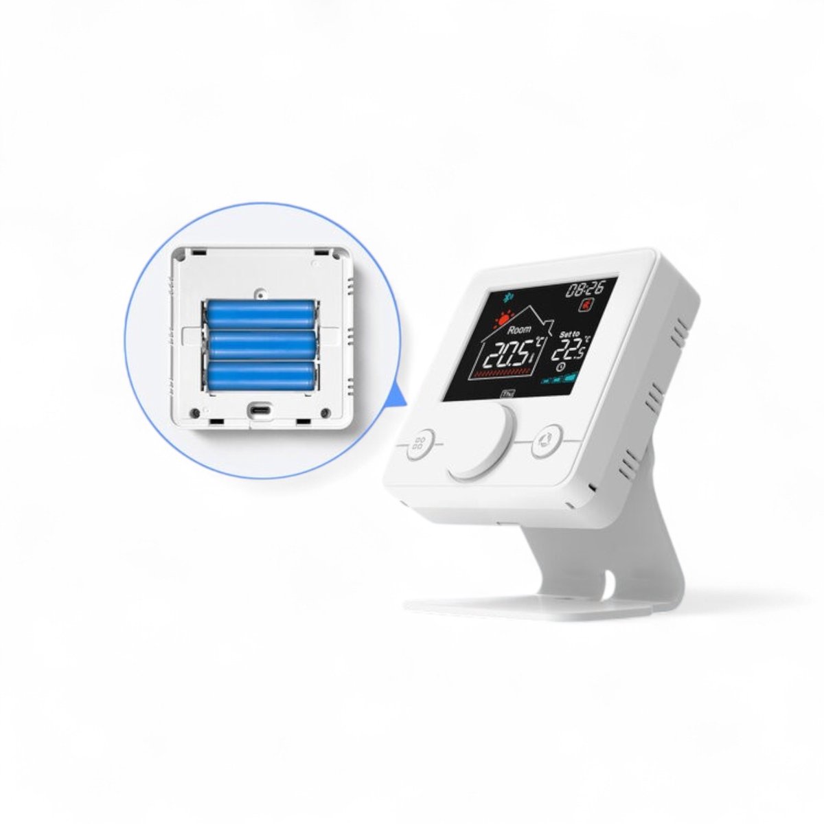 Thermostaat | CV installatie | Wifi | Draaiknop bediening | Opbouwmontage | Tuya Smart Life | Spraakbediening | Zwart wit thumbnail 5