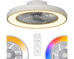 Airking Plafondventilator – Stille Ventilator met Lamp en Afstandsbediening 48,5 cm – LED 40W Dimbaar – 3000K-6500K – Zomer en Winterstand Wit