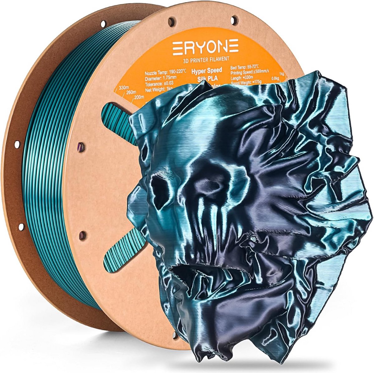 Zijde Tweelkleurig 3D Printer Filament PLA Pro 1.75mm 1KG Groen & Zwart voor FDM Printers
